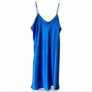 Y2K SOLANGE 90s Jewel Tone Silky Satin Mini Slip Dress Whimsigoth Romantic Sz XL